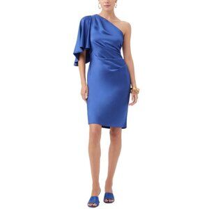 Trina Turk 'Jamila' One-Shoulder Satin Dress, Majorelle Blue